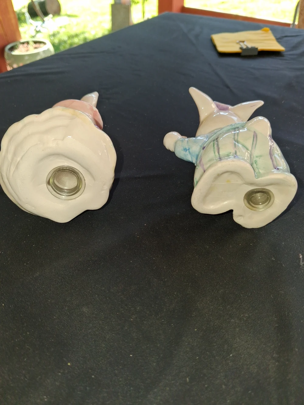 Vintage Ceramic Bunny Salt and Pepper Shakers - Pastel Multicolor